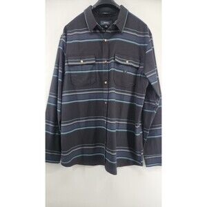 Roark Men's XL Classic Fit Blue Striped Snap Button Long Sleeve Shirt